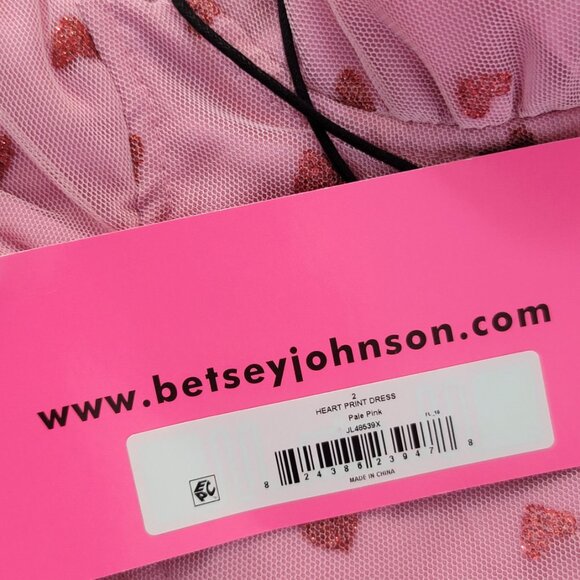 Betsey Johnson Classically Pink Heart Dress Pale Pink Red Glitter Hearts… - Picture 8 of 13